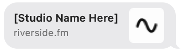 iMessage link preview with Studio name and URL