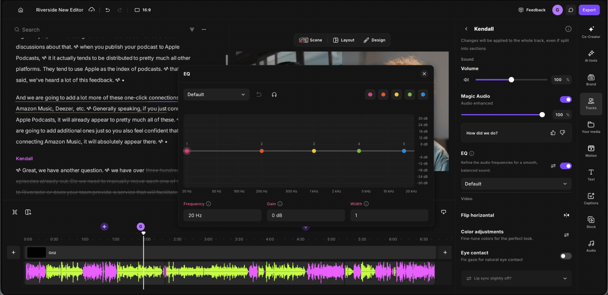 Adjust audio balance with Parametric EQ.gif