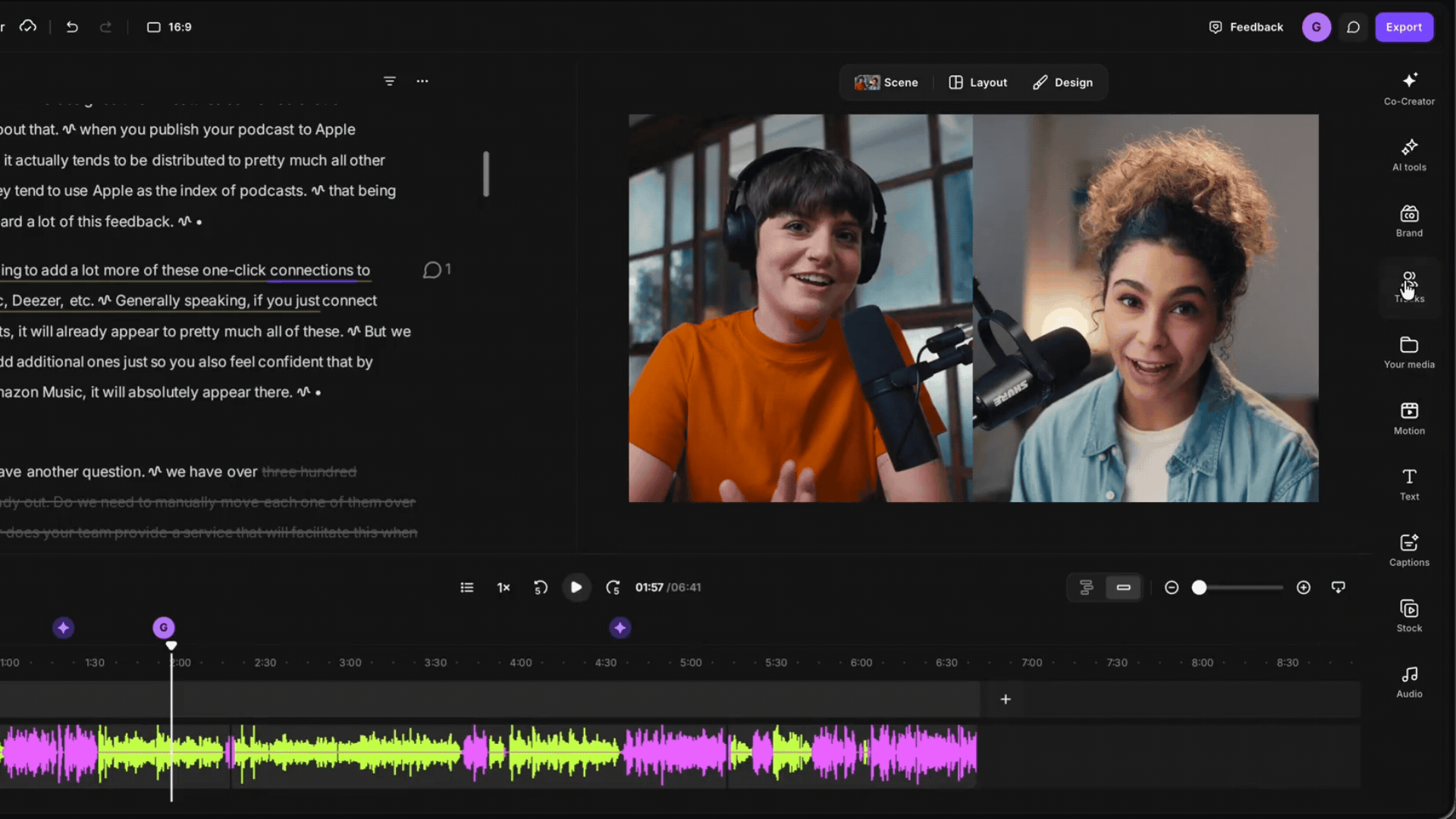 Apply Magic Audio to individual tracks in the editor.gif