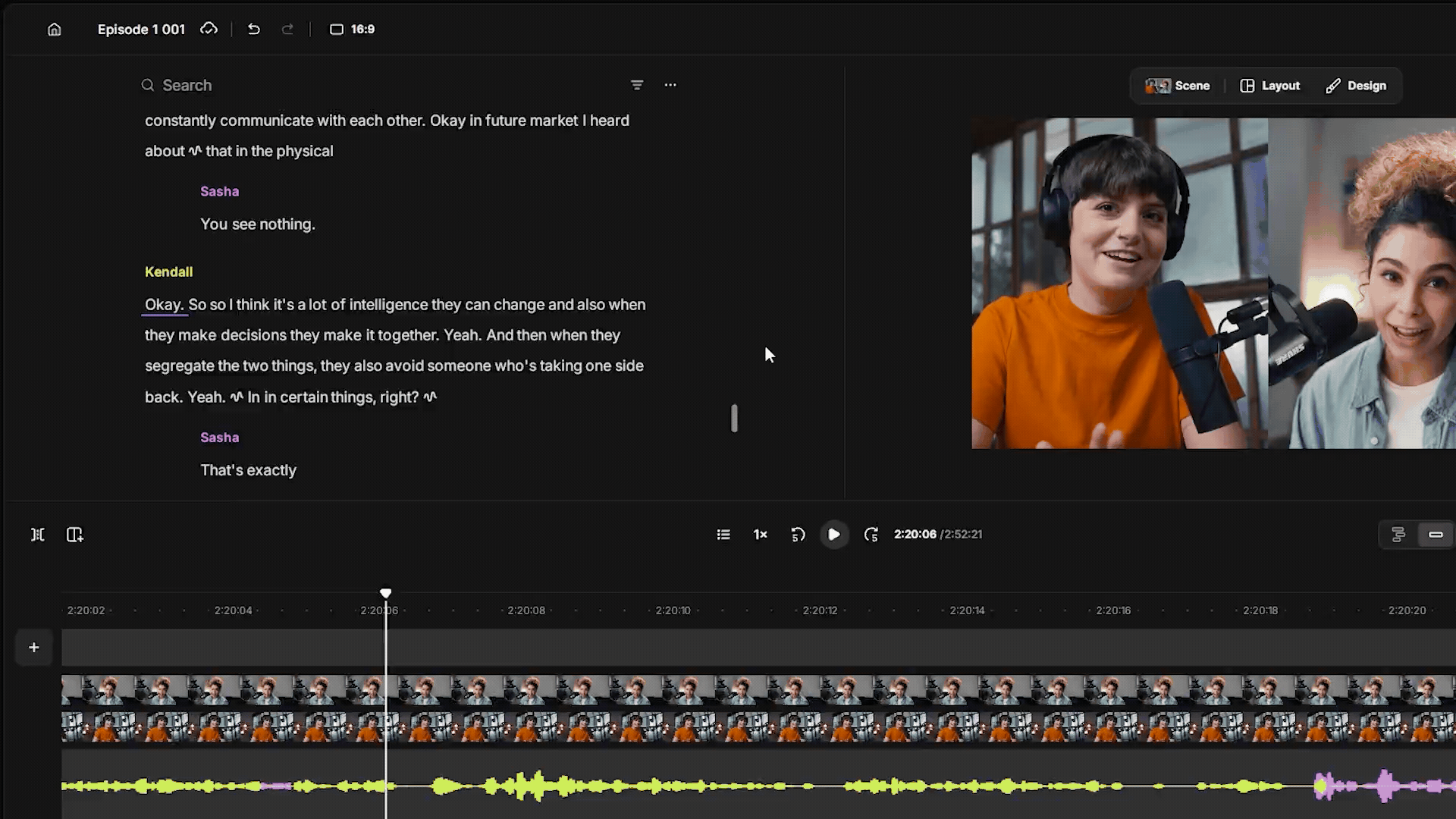 Create new edit from selected text in transcript.gif